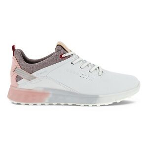 ECCO Golf S-Three, Ladies Leather Gore-Tex Golf Shoe White/Pink,